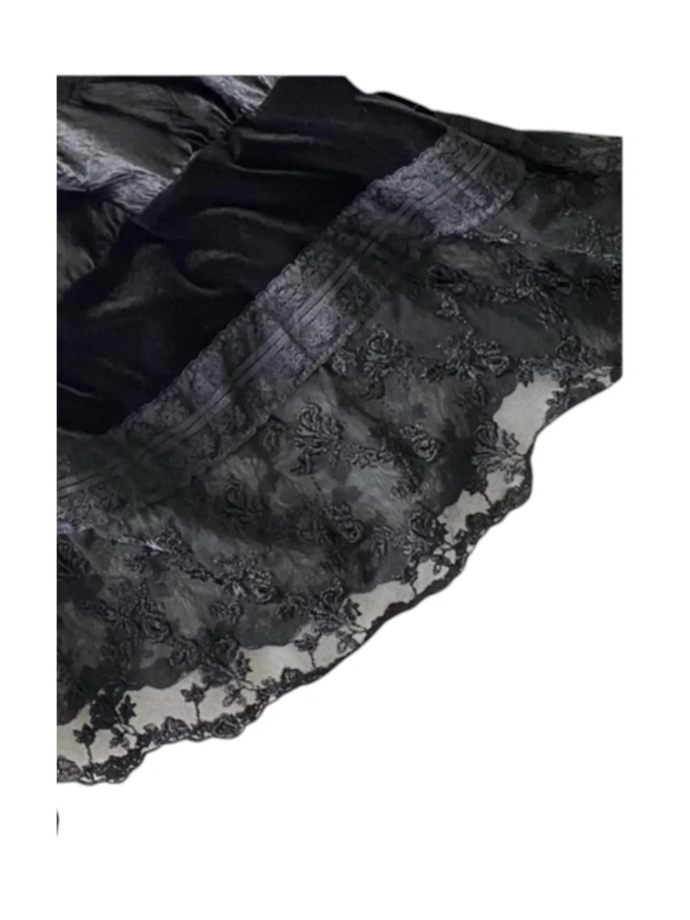 new Jimmy Star ★ Velvet PeekaBoo Lace Layer Midi Skirt ★ Handmade Indie Designer